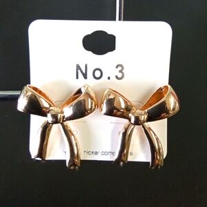 Gold Bow Post Earrings NEW